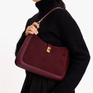 🍒 Kate Spade Leather & Suede Hobo Shoulder Bag --Gold Lock